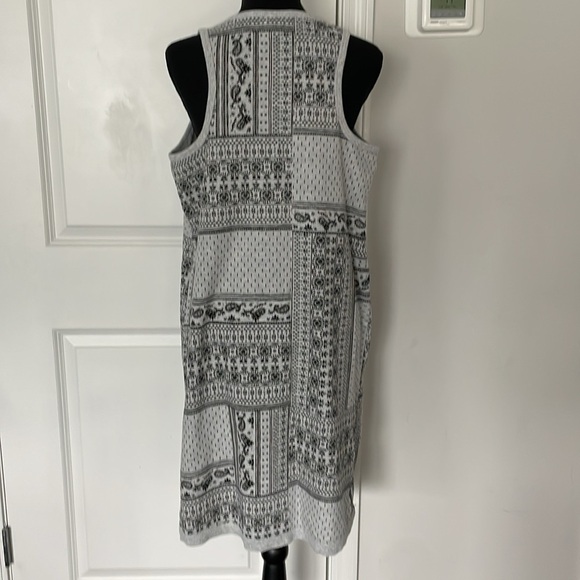 Sonoma Tank Dress Women Size L Grey Black Block Print French Terry Cloth Comfy - Picture 3 of 13